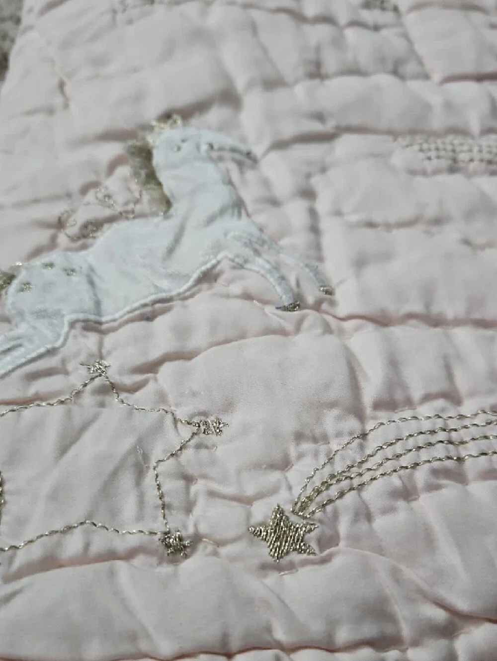 Soft Pink Quilted Unicorn Throw Blanket